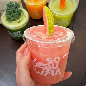 Gobelet en plastique en forme de U de 89 mm <span class=keywords><strong>avec</strong></span> <span class=keywords><strong>couvercle</strong></span> et impression de logo pour les boutiques de café et de thé au lait, gobelet personnalisé pour boissons froides <span class=keywords><strong>avec</strong></span> <span class=keywords><strong>couvercle</strong></span> - Product Image 1