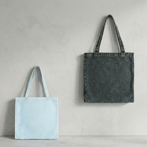Denim Tote <b>Bag</b> <b>Medium</b> <b>Size</b> Shoulder Handle Shopping <b>Bag</b> Daily Use Light Blue and Dark Gray Colors - Product Image 2