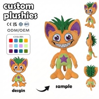 Fabricant de jouets en peluche personnalisés, faible MOQ, mascotte personnalisée Dracula Horreur Transylvania, décoration de parc d'attractions, chat mignon aux poils pointus