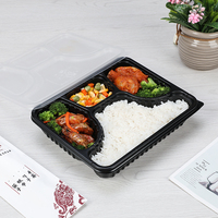Boîtes à lunch jetables en plastique sans BPA, compatibles micro-ondes, à 4 compartiments, avec design à 4 niveaux