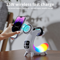 Chargeur sans fil magnétique multifonctionnel au design élégant de qualité supérieure, réveil, lampe de chevet 18W, lumière nocturne, port Type-C, téléphone portable