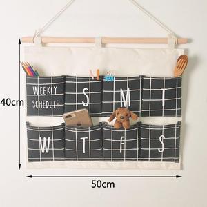 Dorm Sundries Hanging Storage Bag Multi-layered <b>Shelf</b> <b>Hook</b> Hanging Organizer Bag with Cotton Pockets - Product Image 2