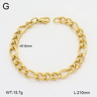 Pulsera de Cadena Gruesa Personalizada de Acero Inoxidable Chapada en Oro de Moda al por Mayor
