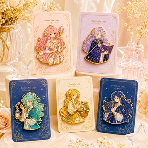 Pins de Esmalte Duro Personalizados de Chica Mágica, Rosa, Lavanda, Verde Azulado, Mapa Estelar, Linterna, Cesta de Flores, Insignias de Solapa de Anime - Product Image 3