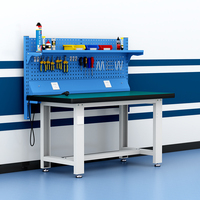 Banc de travail antistatique ESD industriel, table de travail robuste avec panneau perforé et prise d'alimentation pour la réparation en laboratoire
