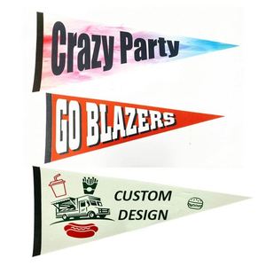 Drapeaux triangulaires personnalisés à bas prix, bannières en feutre avec logo personnalisé, bannières en feutre sublimées personnalisées en gros - Product Image 1