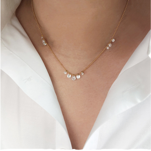 Nuevo y Elegante Collar Gargantilla Fino de Acero Inoxidable con Baño de Oro de 18K, Zirconia Cúbica y Diamantes Americanos, que no se deslustra - Product Image 1