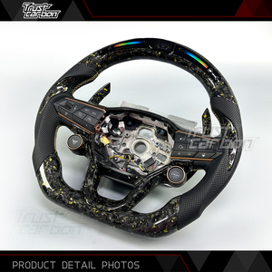 Volante Deportivo Personalizado de Fibra de Carbono Forjado en Oro con LED para <span class=keywords><strong>Seat</strong></span> Cupra Tavascan Terramar Formentor VZ <span class=keywords><strong>Leon</strong></span> Ibiza Ateca Arona - Product Image 3