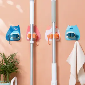 New Bubble Bear Mop Stand Vassoura Booth Forte Não-rastreamento Adesivo Perfuração Livre Banheiro Wall Hanger Mop Gancho