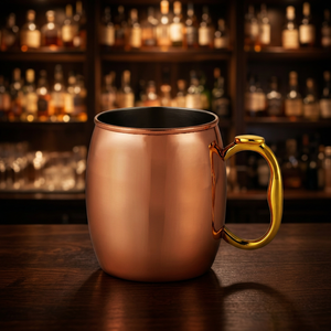 Mug à Moscow Mule en cuivre 16 oz à double paroi martelé avec poignée, portable pour bar, bureau, maison, fêtes - Artisanat indien - Product Image 1