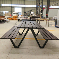 Vente d'usine Banc de table de jardin en bois en plastique pour l'extérieur Table à manger et chaises pour l'extérieur Banc de table de pique-nique pour l'extérieur