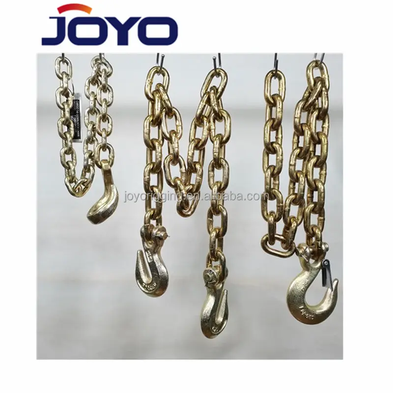 Yellow plated US type G70 Towing Chain with clevis slip hook for truck