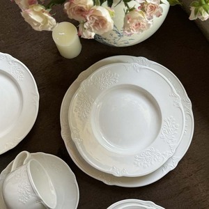 Customized Embossed Pattern Pure White Wedding Party Ceramic <b>Dinner</b> Plates, Steak Plates and Dessert Plates - Product Image 4