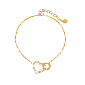 Bracelet Cœur en Cristal Acier Inoxydable 316L Plaqué Or PVD Bijoux Durables et Résistants pour Femmes - Product Image 2