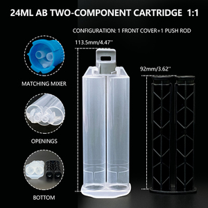 <span class=keywords><strong>Cartouche</strong></span> de colle époxy vide 24 ml 1:1 à double seringue, tube de distribution de colle AB en plastique avec piston manuel et capuchon refermable - Product Image 1
