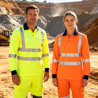 Chemise de sécurité réfléchissante fluorescente EN20471 à haute visibilité, manches longues, vêtements de travail haute visibilité, séchage rapide, vêtements de travail pour la construction et les travaux routiers