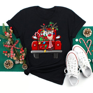 2025 la personalizzazione della fabbrica di alta qualità nuovi modelli più venduti per festeggiare il Natale venduti a basso prezzo t-shirt da <span class=keywords><strong>donna</strong></span> O-collar - Product Image 3