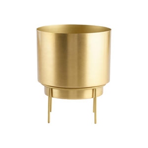 Modern Iron Flower Pot with Stand Circular Minimalist Design Indoor Plant Planter Chrome Plated Eco-Friendly Durable Desktop Use - Product Image 1