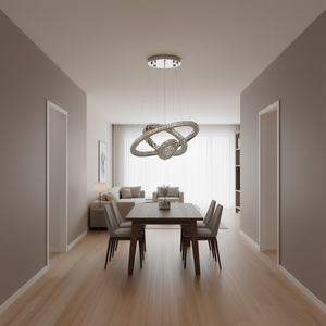 Lámpara de Araña Eira de Triple Aro con Cristales, 11.8 Pulgadas, Altura Ajustable, Control Remoto, Luz LED Blanca Pura, Iluminación Interior Moderna - Product Image 2