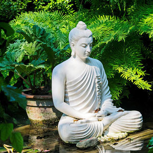 Statue de <span class=keywords><strong>bouddha</strong></span> en marbre blanc sculptée à la main grandeur nature en plein air de conception célèbre décor à la maison - Product Image 1