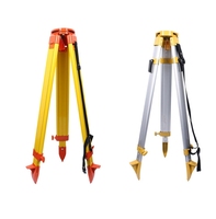 Piezas y Accesorios para Trípode de Instrumentos de Topografía, Madera/Aleación de Aluminio Reforzada Pintada de Amarillo, 4 Piezas/Paquete