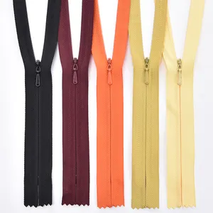 Colored 3# 4# Close End Invisible Zipper for Dress and Hometextile Hidden Zipper