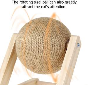 Boule à gratter en sisal naturel pour <span class=keywords><strong>chat</strong></span>, jouet anti-dépression pour chats et chatons d'intérieur - Product Image 2