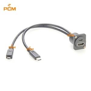 Câble de montage sur panneau USB3.1 avec interface multimédia haute définition vers Micro <span class=keywords><strong>HDMI</strong></span> USB-C à <span class=keywords><strong>double</strong></span> sortie - Product Image 4