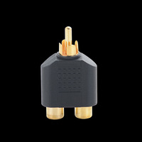 Adaptor RCA 1 Male ke 2 Female, berlapis emas baru Audio Video AV konektor untuk penggunaan Laptop