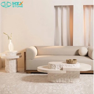Vente en gros de <span class=keywords><strong>pierre</strong></span> de marbre travertin de qualité supérieure HZX pour le salon de luxe dessus de table de chevet personnalisé socle de café d'extrémité moderne - Product Image 5