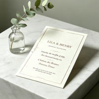 Carte d'invitation de mariage classique européenne gaufrée et imprimée numériquement, carte formelle pour invités de cérémonie et de banquet, taille personnalisée