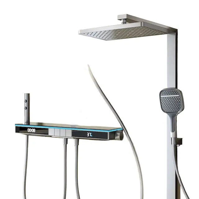 Dusch kopfset mit LED-Umgebungs licht Übergroße Panel-Booster-Düse Klavier tasten Digital anzeige Dusch system