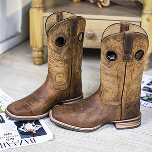 Phong Cách Mới Cao Bồi Phương Tây Mens Khởi Động Kích Thước Lớn Goodyear Welt Da Chính Hãng Cao Bồi Khởi Động Mens Thiết Kế Ngón Chân Vuông Mens Khởi Động - Product Image 3