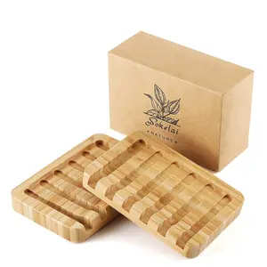 लोगो कस्टम 100% प्राकृतिक बांस साबुन पकवान प्राकृतिक लकड़ी लकड़ी साबुन बॉक्स धारक पर्यावरण के अनुकूल बांस साबुन पकवान धारक