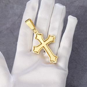 Colgante de Cruz con Diamante Moissanite VVS, Oro Sólido de 18K para Cadena Cubana, Chapado en Cobre - Product Image 4