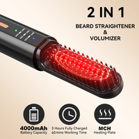 Fer à friser 2 en 1 Fer plat Peigne électrique sans fil Fer à lisser Brosse à lisser sans fil