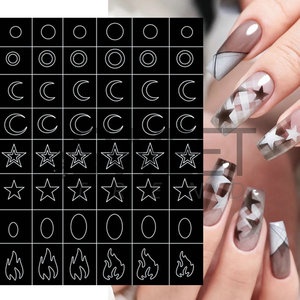 Pegatinas de uñas <span class=keywords><strong>plantillas</strong></span> para aerógrafo corazón mariposa oso estrellas hueco francés UV uñas pegatinas <span class=keywords><strong>plantillas</strong></span> aerógrafo pegatina uñas - Product Image 1