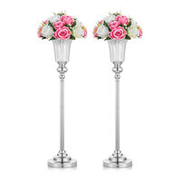 Vases de mariage décoratifs en métal doré, support à fleurs pour décoration de mariage, centres de table pour fête de mariage, allée centrale