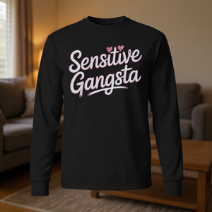 T-shirt a maniche lunghe Sensitive Gangsta con design carino a forma di cuore e amore - Product Image 3