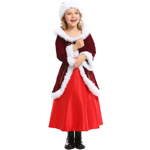 Stage <b>Costume</b> Red Long Sleeve <b>Sexy</b> Girls <b>Santa</b> Claus Cosplay Christmas Skirt Dress Clothing with Hat - Product Image 2