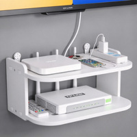 Étagère murale à 2 niveaux pour routeur WiFi, support de rangement pour routeur sans fil avec clous adhésifs sans trace