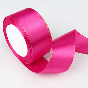 Pita Satin Berkualitas Tinggi 25 Yard Lebar 1cm Tepi Emas 3/8 Inci Sutra untuk Pembungkus Hadiah Natal Mewah Penggunaan Sehari-hari Grosir - Product Image 6