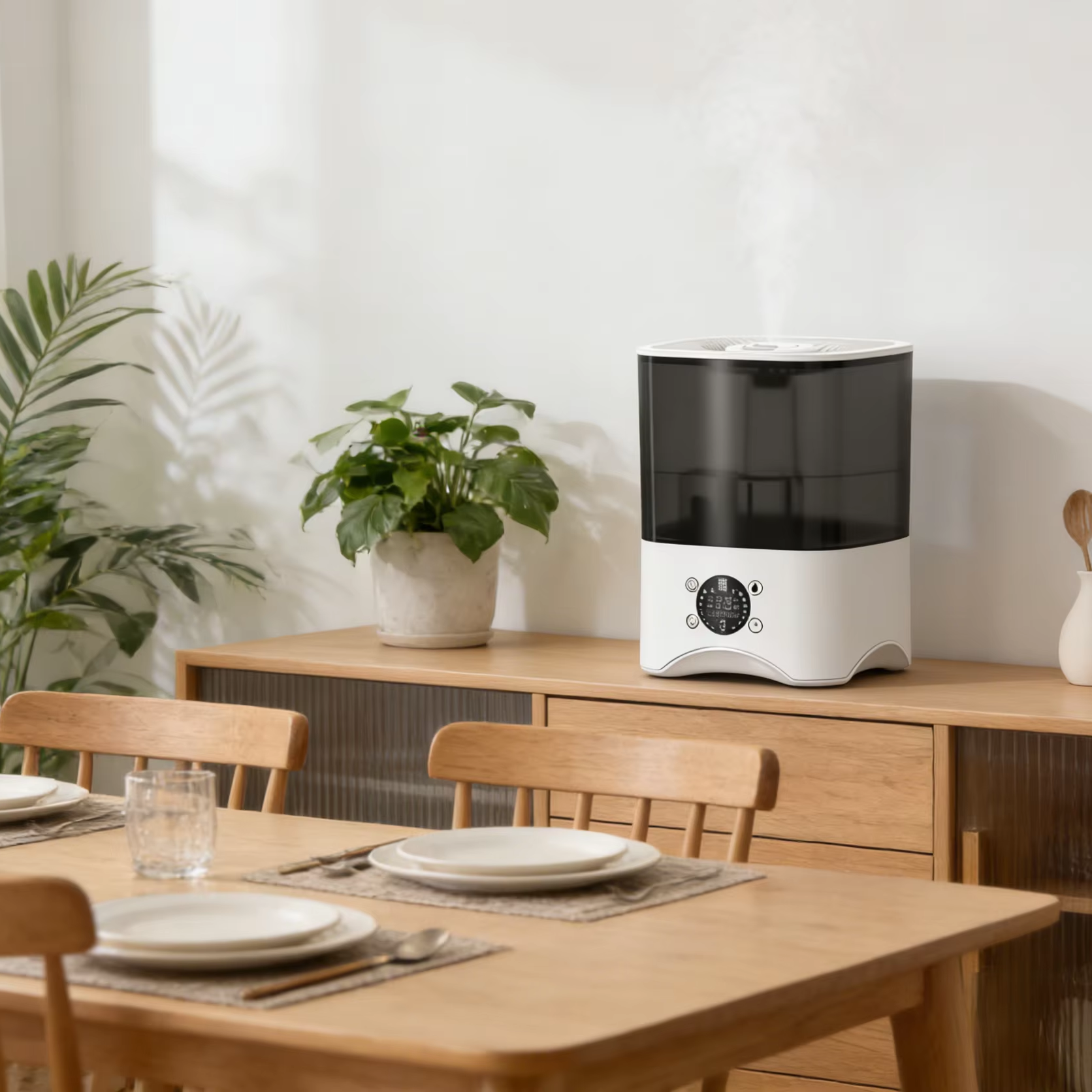 Compact Smart Ultrasonic Humidifier with Humidistat & App-Controlled Modern Design for Hotel & Household Use ROHS Certified