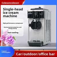 Machine à glace molle professionnelle KLS-606, petite, à tête unique, pour extérieur, en acier inoxydable, argent/noir, garantie un an