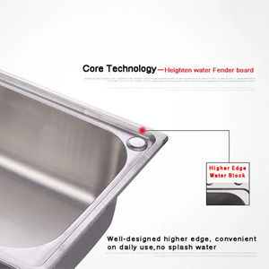 Ticari mutfak akıllı çamaşır lavabo 24 "dikdörtgen tek kase 18 ölçer paslanmaz çelik fırçalanmış saten <span class=keywords><strong>Finish</strong></span> sayaç Modern - Product Image 4