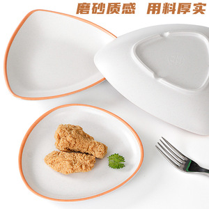 A5 <b>melamine</b> orange-rimmed cutlery <b>plates</b>, commercial creative dishes, vegetable <b>plates</b>, imitation porcelain plastic restaurant - Product Image 4