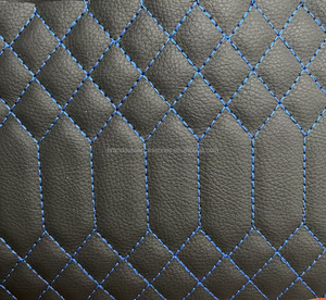 Cuero Sintético Acolchado de Espuma de PVC, Rollo de Cuero Artificial con Patrón de Costuras Rojas para Tapicería de Autos y Fundas de Asientos - Product Image 4