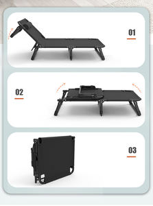 Складная односпальная кровать для обеденного перерыва, кровать для кемпинга на открытом воздухе, раскладушка для сна, многофункциональное кресло-шезлонг - Product Image 2