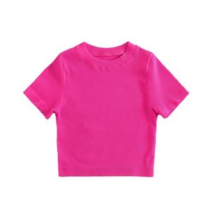 Camisetas de Verano para Mujer, Estilo Europeo Americano, Básicas, Modernas, de Manga Corta, Ajustadas, con Ombligo Expuesto y Elasticidad - Product Image 1