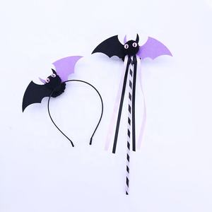 Fournitures de fête d'Halloween 2026, serre-tête de chauve-souris scintillant coloré et baguette de fée, ensemble de 2 pièces, jouets pour enfants, Diwali, remise de diplôme - Product Image 3